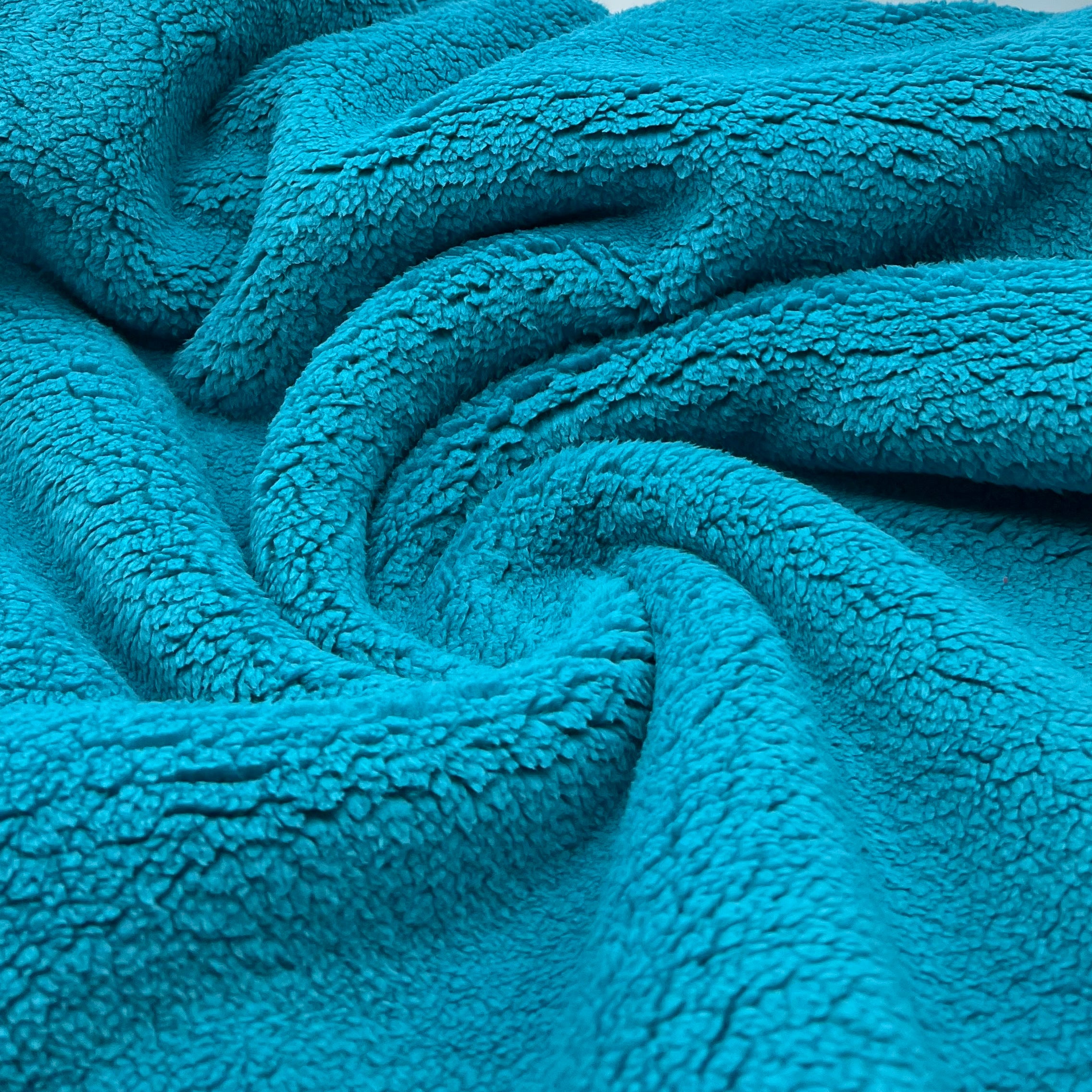 Teal Luxury Sherpa Backed Fleece Fluffy Faux Fur Fabric