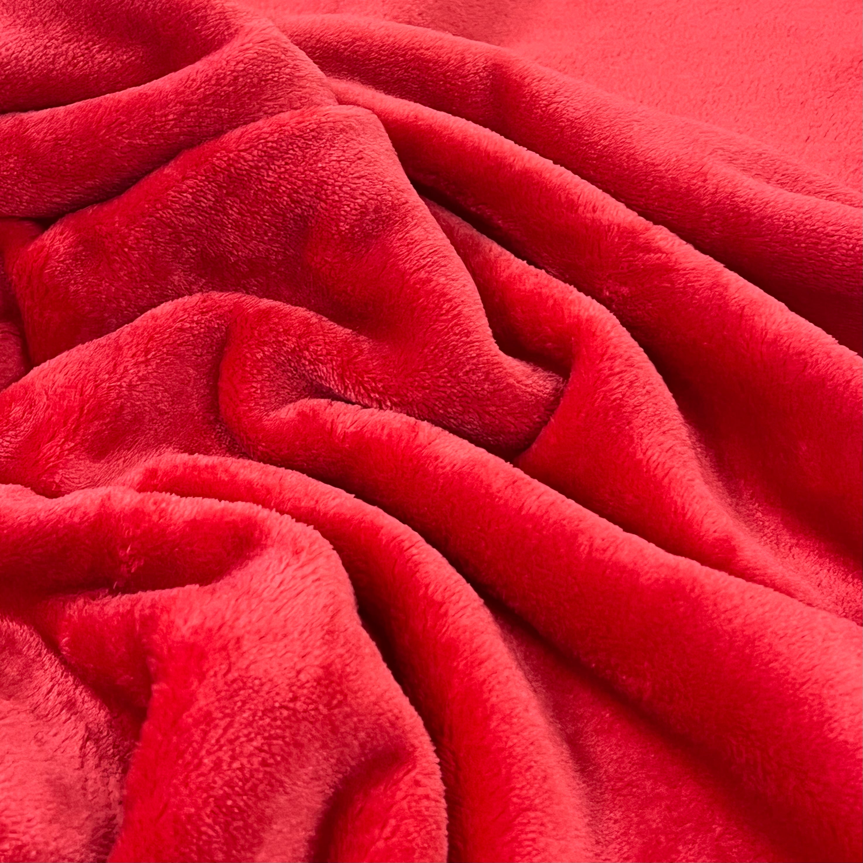 Red Super Soft Plain Cuddle Fleece Fabric Blanket Loungewear