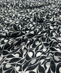 Black Silver Floral Stripe Printed Chiffon Dress Fabric