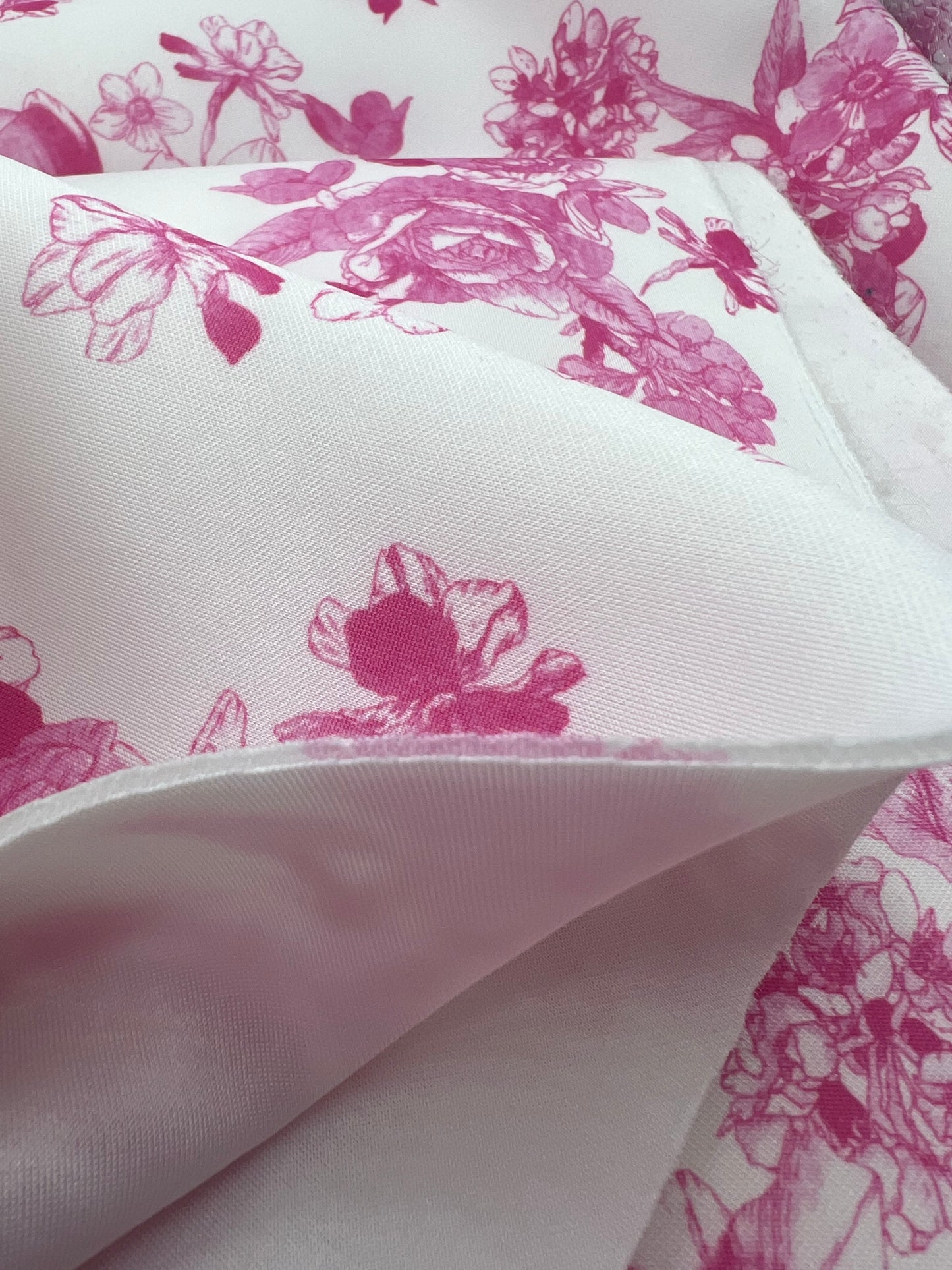Pink Flower Scuba Foam 3D Mono Jersey Fabric 2 Way Stretch