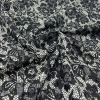 Black Beige Floral Lace Fabric Stretch