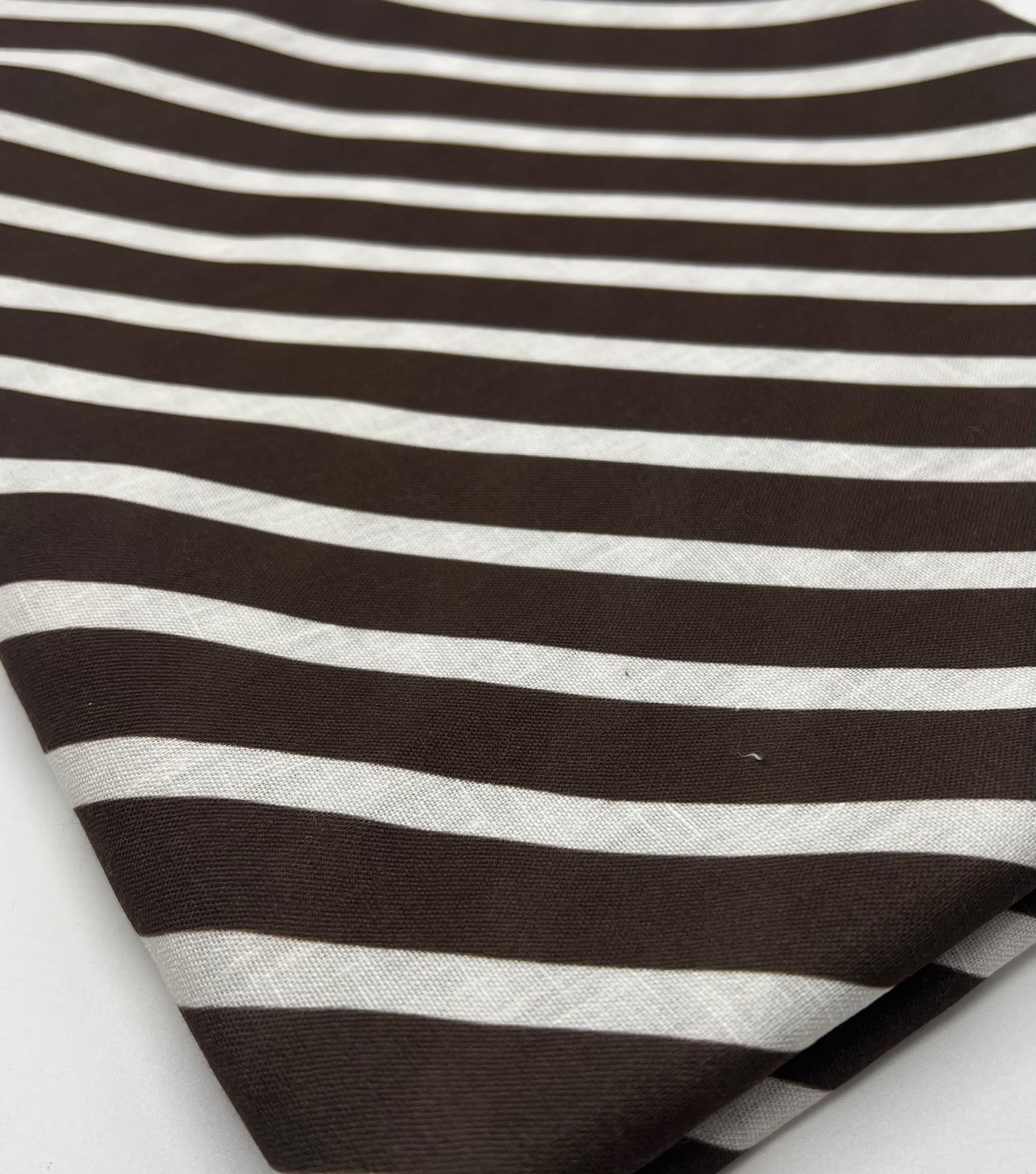 Brown Diagonal Stripe Linen Look Non Stretch Fabric