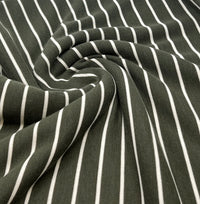 Khaki Green Knitted Horizontal Stripe 2 Way Stretch Fabric