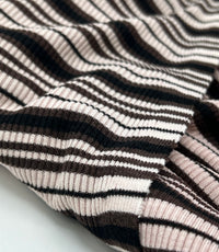Nude Brown Knitted Horizontal Stripe 2 Way Stretch Fabric
