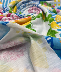 Mediterranean Amalfi Coast Print Spun Poly Stretch Fabric