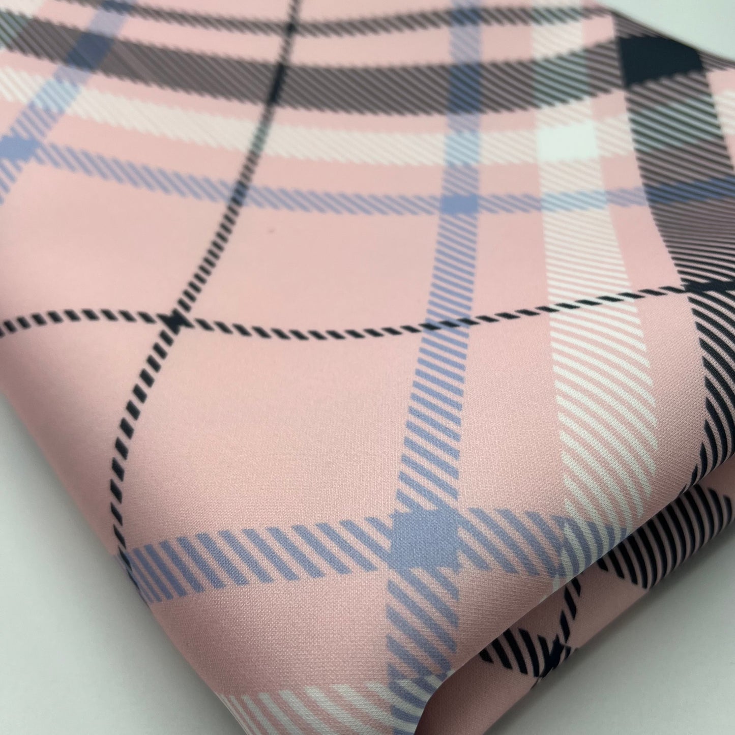 Pink Check Scuba Foam 3D Mono Jersey Fabric 2 Way Stretch