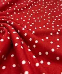 Red Polka Stretch Jersey 220GSM 4 Way Stretch Fabric (Slightly Faulty)