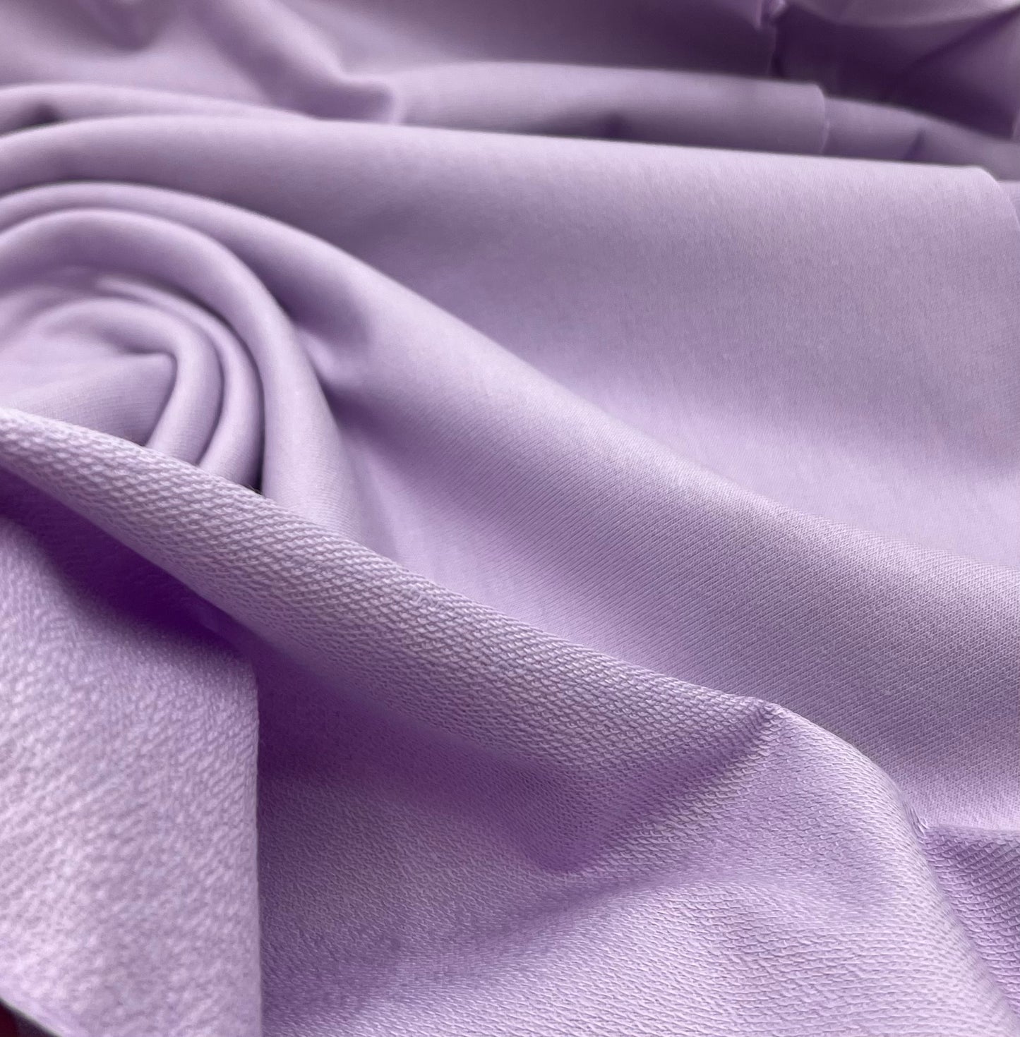 Lilac French Terry Loopback Cotton Jersey 230 GSM 95/5 Lycra 4 Way Stretch