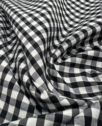 Black Gingham Printed Polycotton 90 GSM 80/20 44 Inch Non Stretch