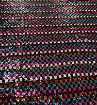 Multi Colour Sequin Detail Textured Mesh Stretch Fabric