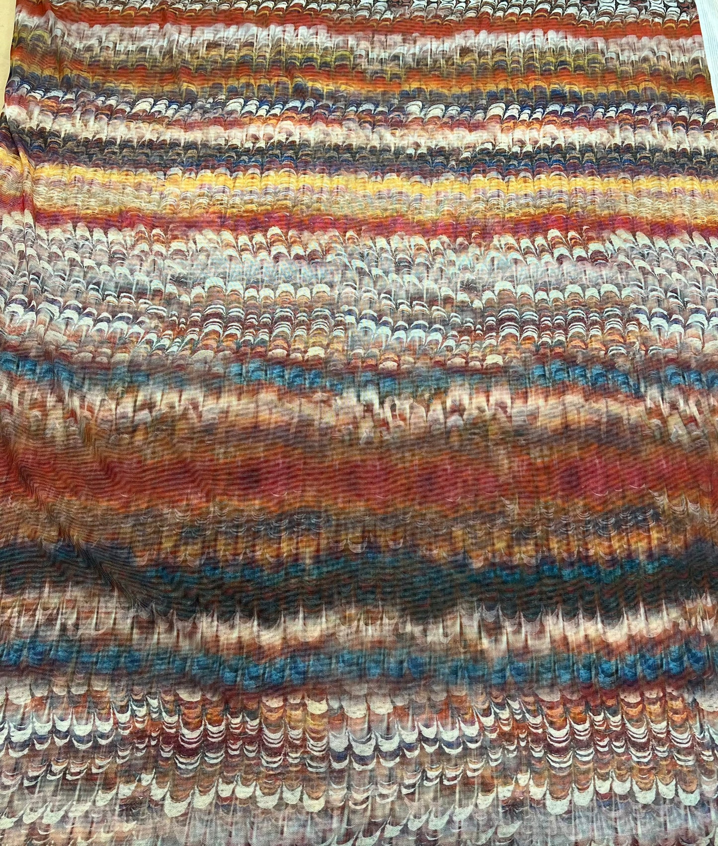 Feather Colourful Stripe Print Mesh Fabric Stretch