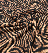 Black Beige Animal Print Spun Poly Stretch Fabric