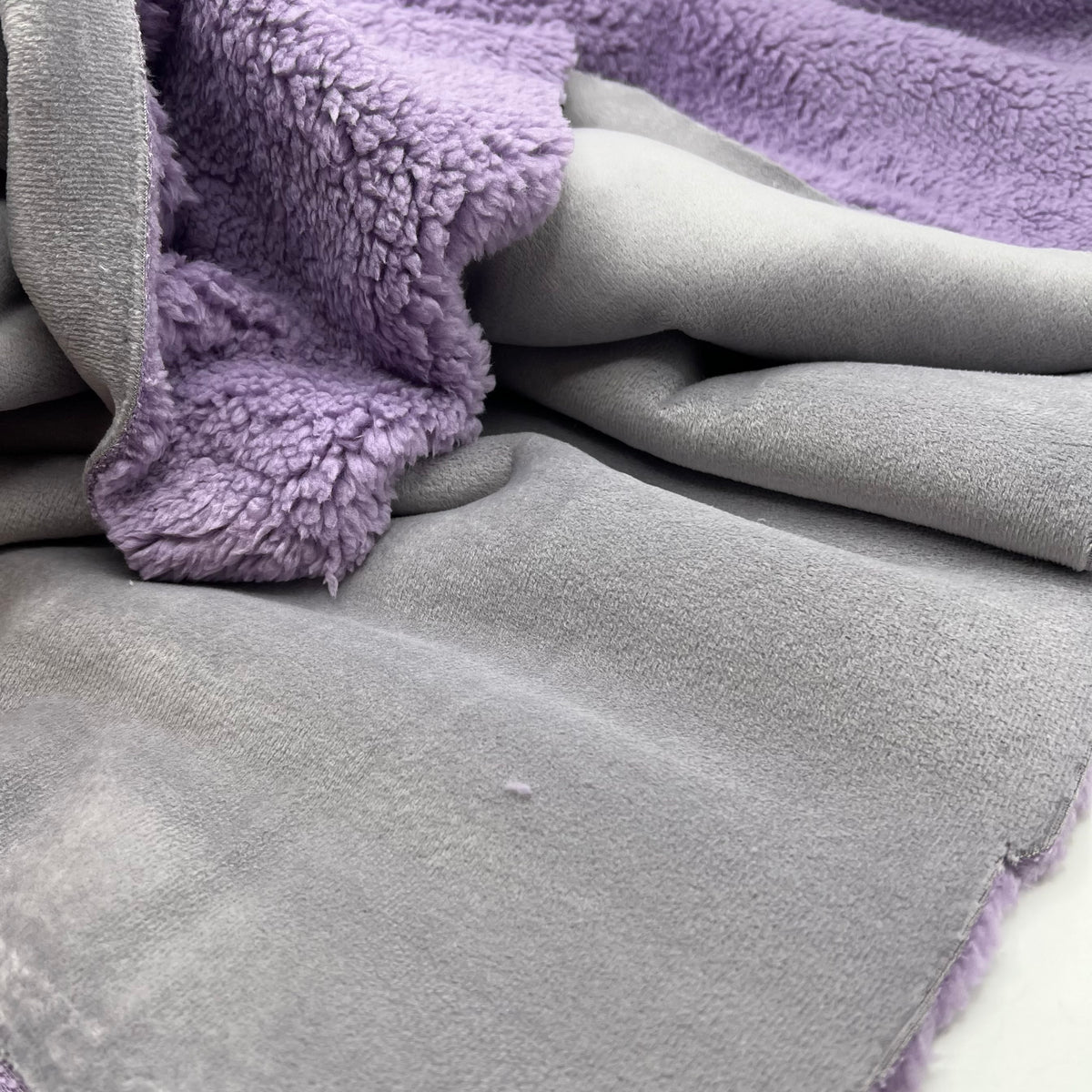 Lilac Grey Luxury Sherpa Backed Fleece Fluffy Faux Fur Fabric L