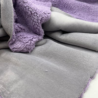Lilac Grey Luxury Sherpa Backed Fleece Fluffy Faux Fur Fabric L