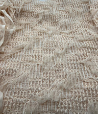 Nude Textured Mesh Tassel Fabric 2 Way Stretch