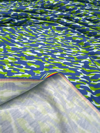 Blue Green Multi Mix Print Spun Poly Stretch Fabric