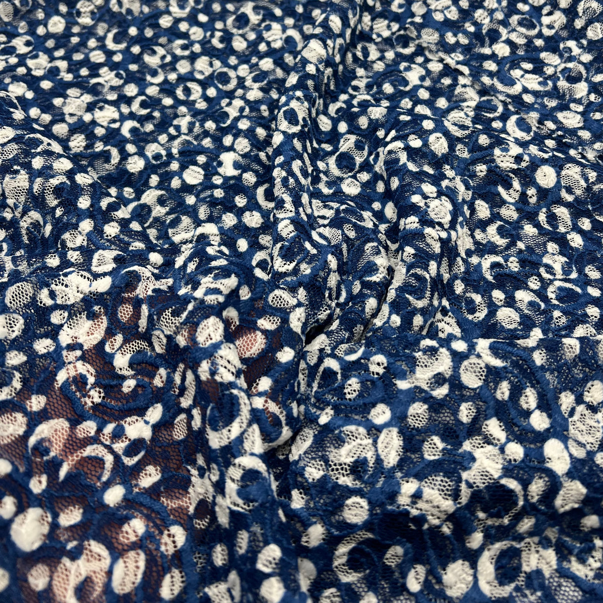 Blue & Cream Abstract Spot Fabric Stretch