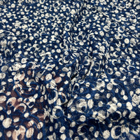 Blue & Cream Abstract Spot Fabric Stretch