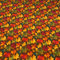 Leaf Print Cotton Needlecord Non Stretch Fabric