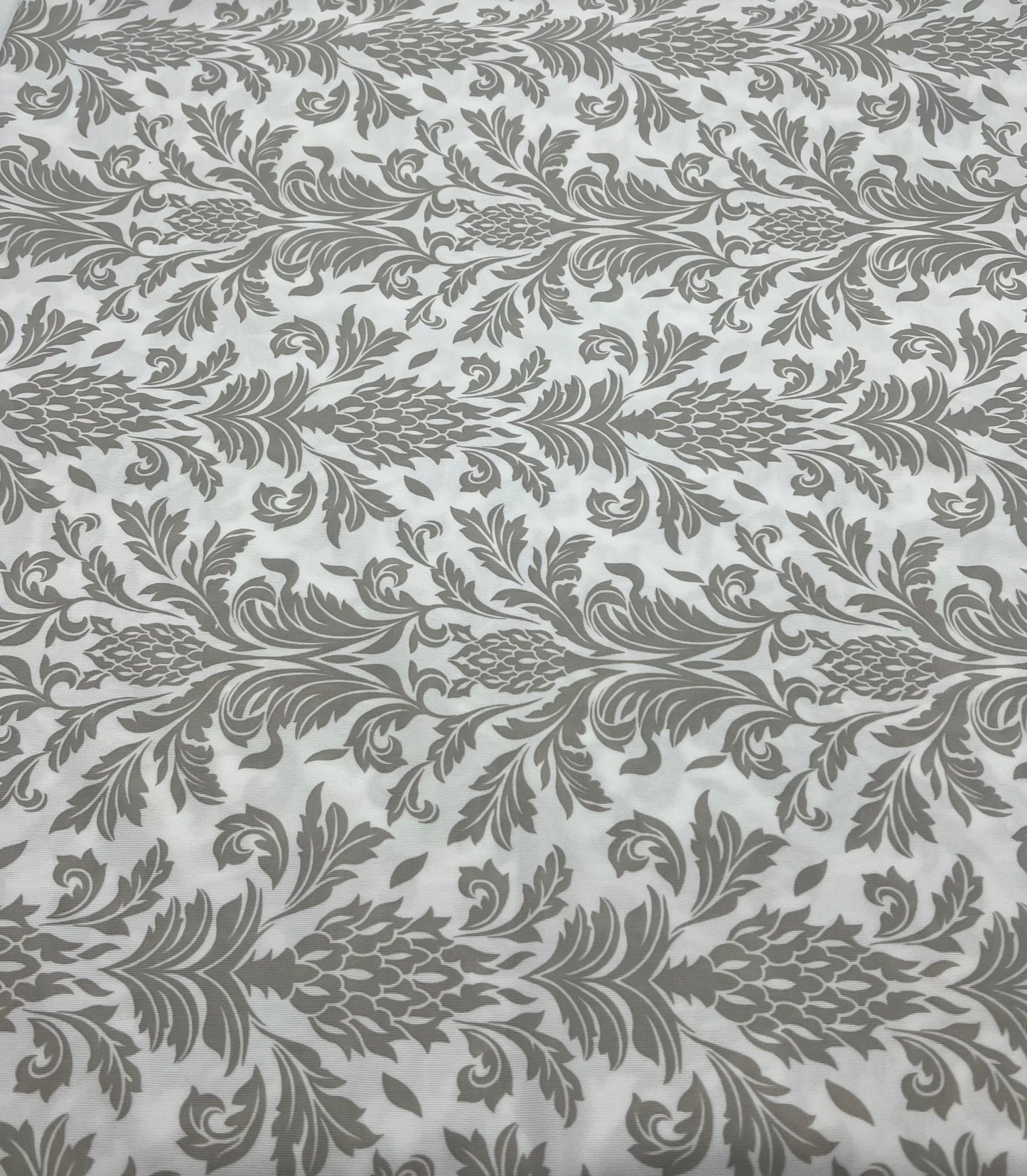 Ivory Grey Floral Lightweight Stretch Fabric