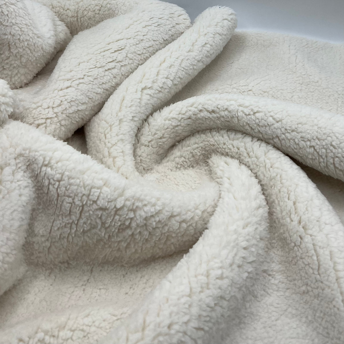 Cream Luxury Sherpa Backed Fleece Fluffy Faux Fur Fabric