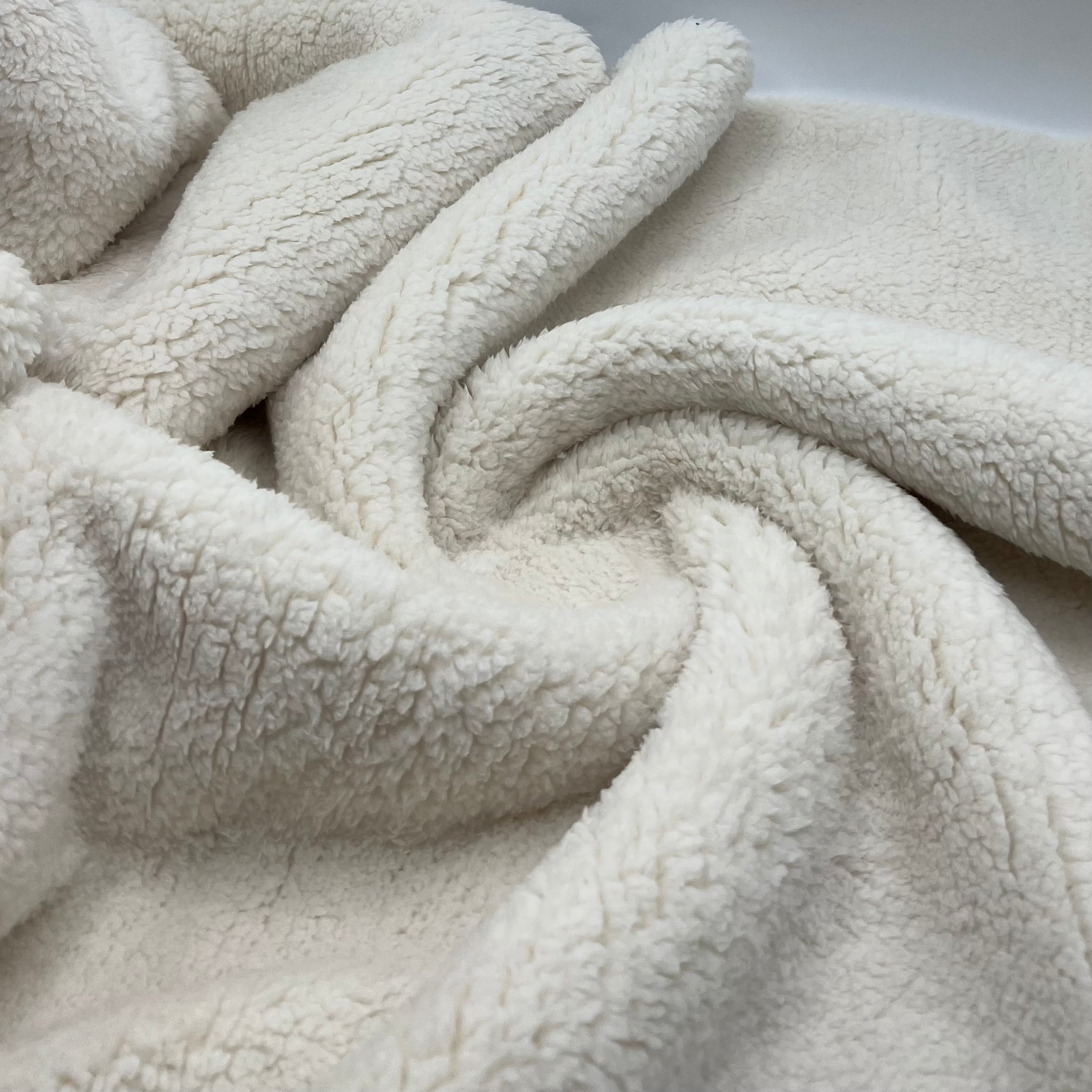 Cream Luxury Sherpa Backed Fleece Fluffy Faux Fur Fabric