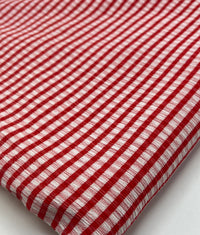 Red Gingham Detail Print Lightweight Crinkle Crepe Fabric