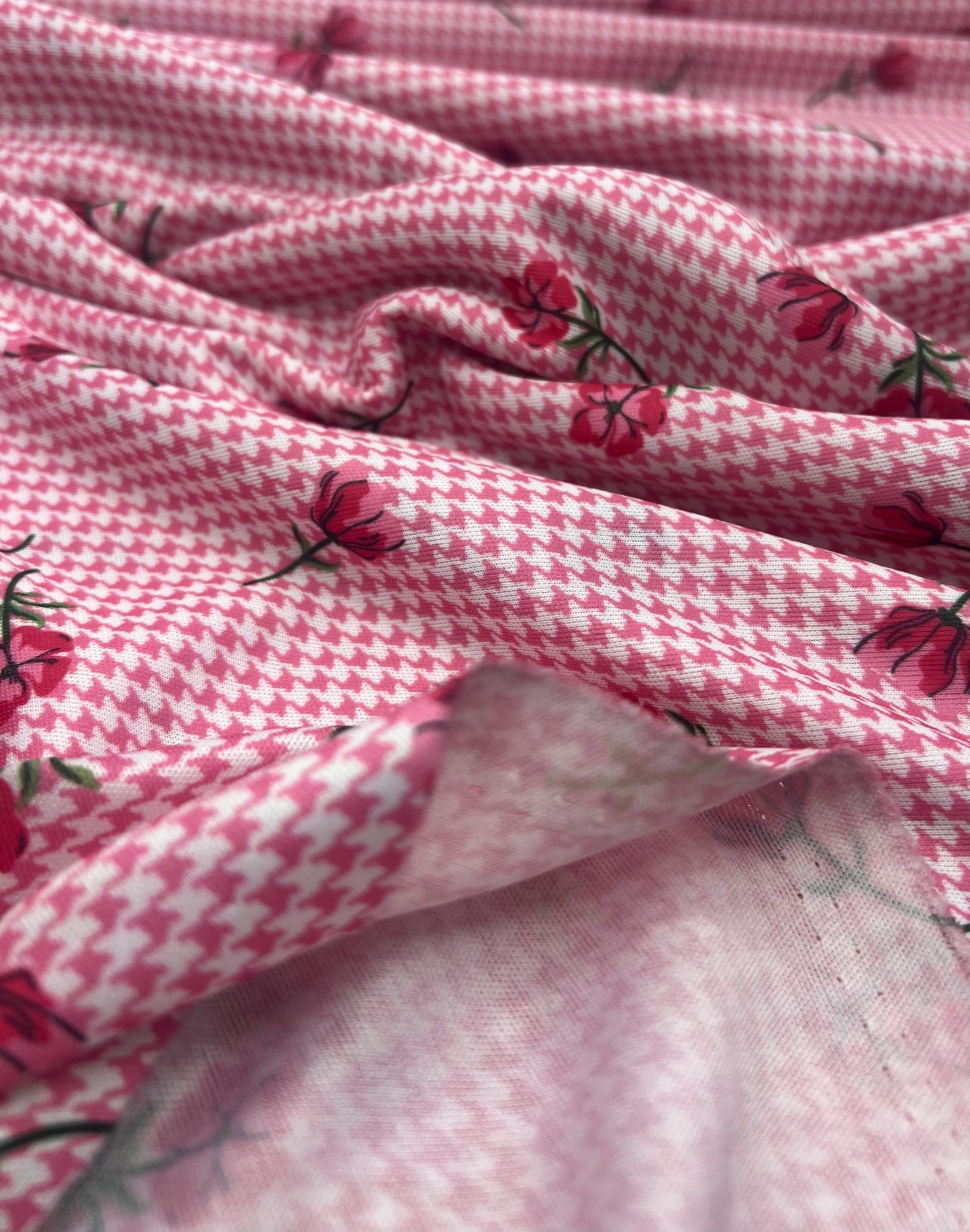 Pink Flower Floral Lightweight Stretch Fabric