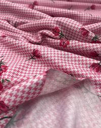 Pink Flower Floral Lightweight Stretch Fabric