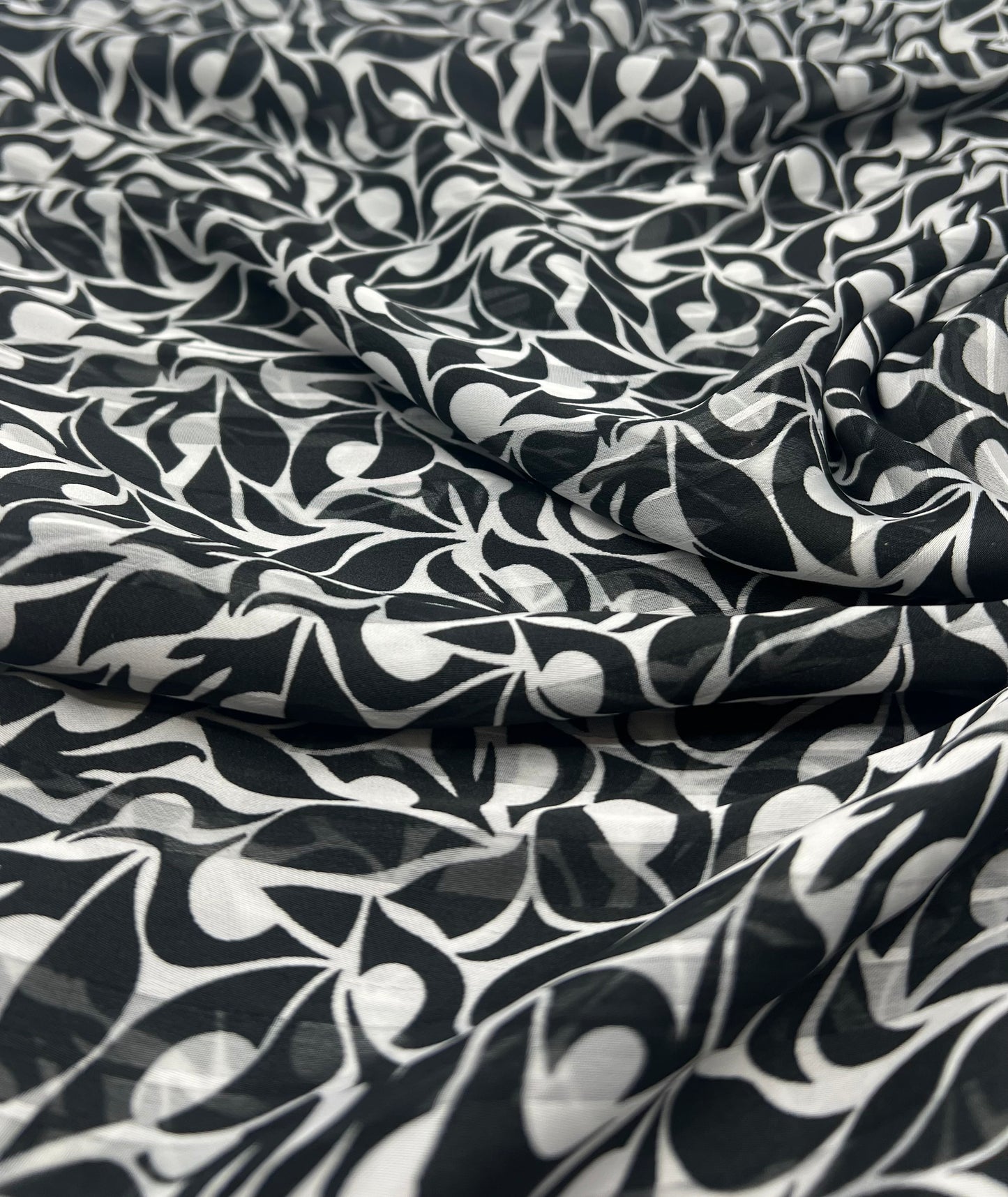 Black Silver Floral Stripe Printed Chiffon Dress Fabric