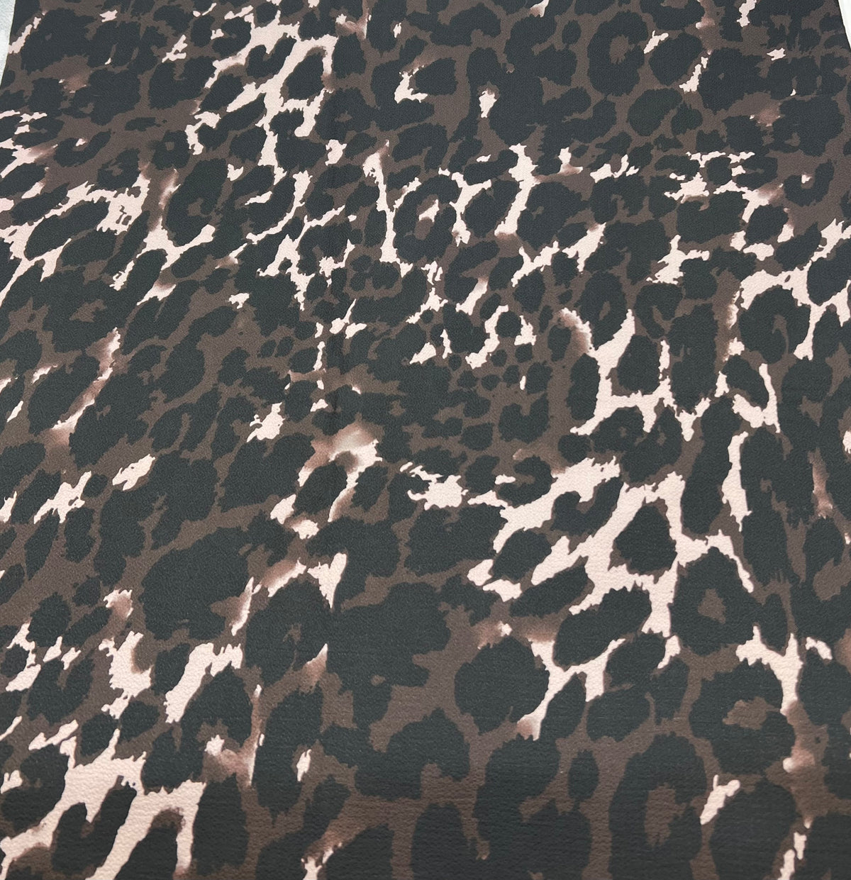 Brown Grey Leopard Print Lightweight Bubble Crepe Fabric