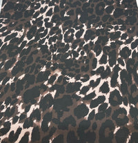 Brown Grey Leopard Print Lightweight Bubble Crepe Fabric