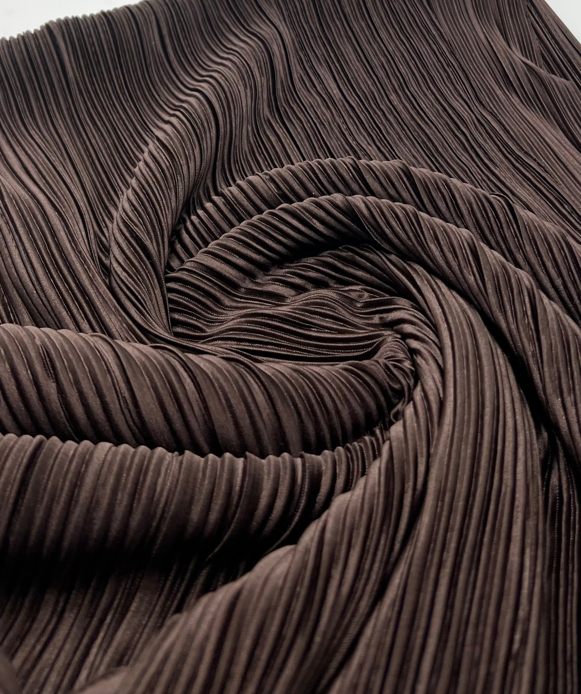 Chocolate Brown Plisse Pleated 2 Way Stretch Fabric