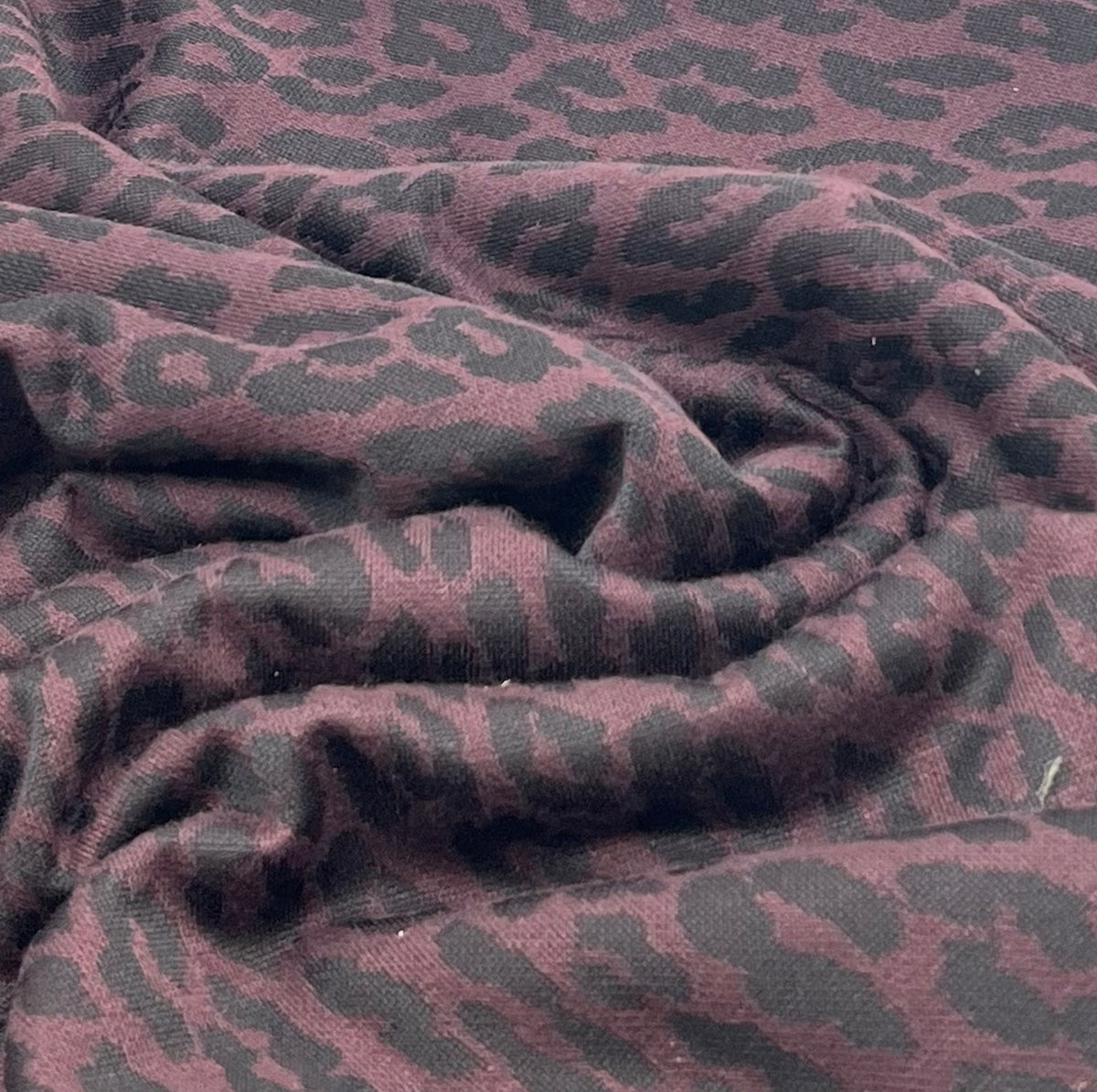 Burgundy Animal Jacquard 2 Way Stretch Fabric