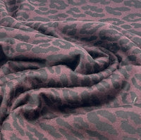 Burgundy Animal Jacquard 2 Way Stretch Fabric