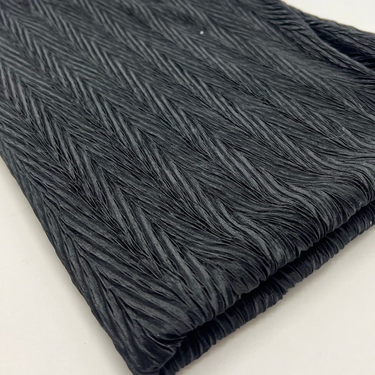 Black Wave Plisse Pleated Stretch Fabric