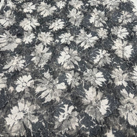 Light Grey Ivory Floral Lace Fabric Stretch