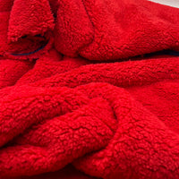 Red Sherpa Navy Backed Fleece Fluffy Faux Fur Fabric