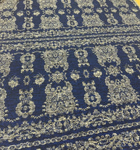 Navy Blue Floral Melange Knit Stretch Fabric