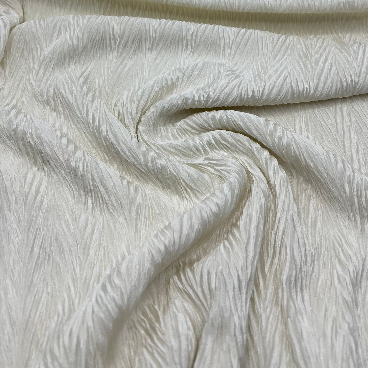 Cream Wave Plisse Pleated Stretch Fabric