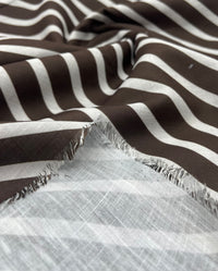 Brown Diagonal Stripe Linen Look Non Stretch Fabric
