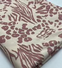 Cream Pink Animal Print ITY Fabric 2 Way Stretch