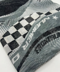 Black Grey Racing Print Mesh Fabric Stretch