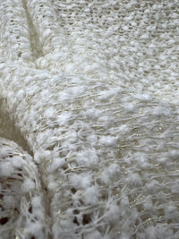 Ivory Boucle Metallic Thread Knit Fabric 2 Way Stretch Fabric