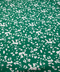 Green White Animal Mix Print Spun Poly Stretch Fabric