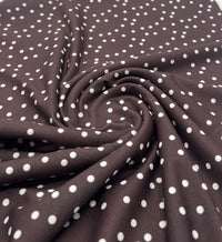 Brown Polka Stretch Jersey 220GSM 4 Way Stretch Fabric