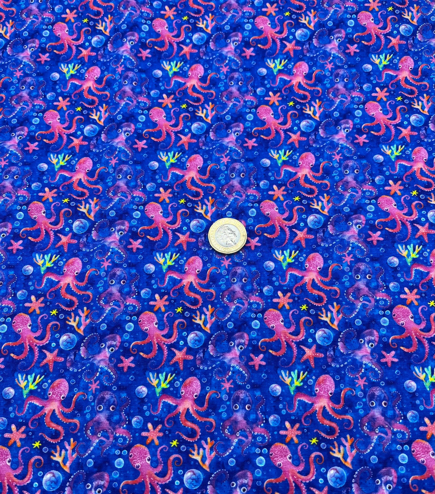 Octopi Print Cotton Stretch Jersey 200 GSM 95/5 Lycra 4 Way Stretch