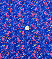 Octopi Print Cotton Stretch Jersey 200 GSM 95/5 Lycra 4 Way Stretch