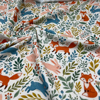 Woodland Animal Print Cotton Jersey 200 GSM 95/5 Lycra 4 Way Stretch