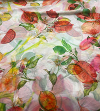 Exotic Floral Fruit Printed Chiffon Dress Fabric